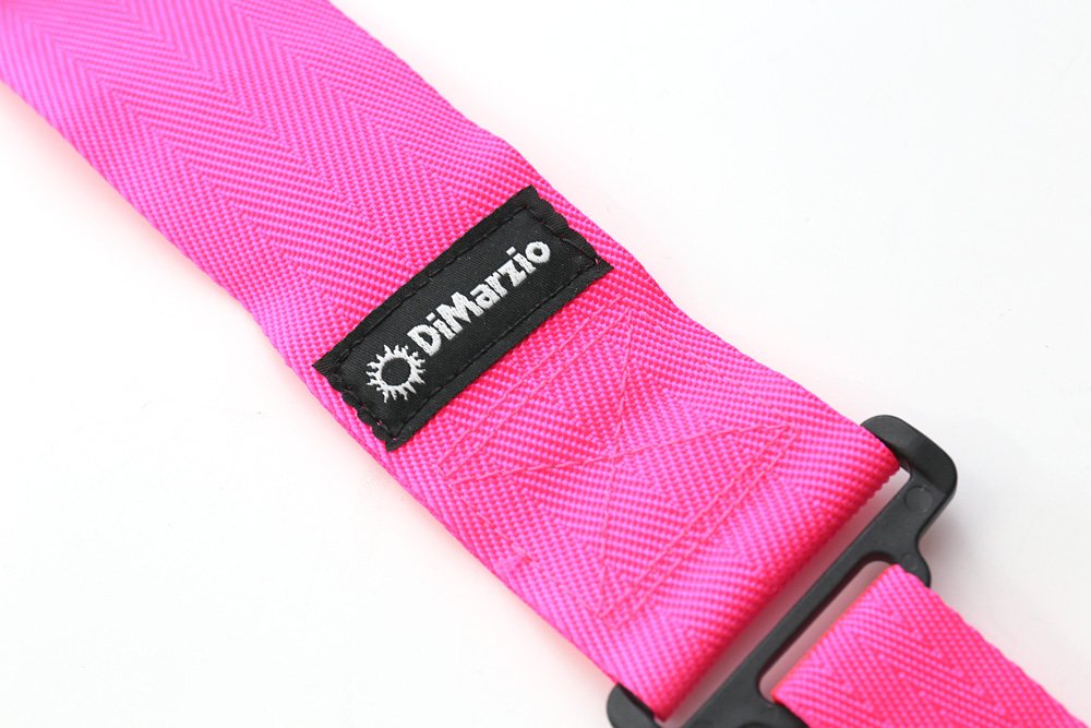 DiMarzio DD2200PK 2 Inch Nylon Cliplock Guitar Strap Pink w/Bonus Deluxe RIS Picks (x3) 6633340001010